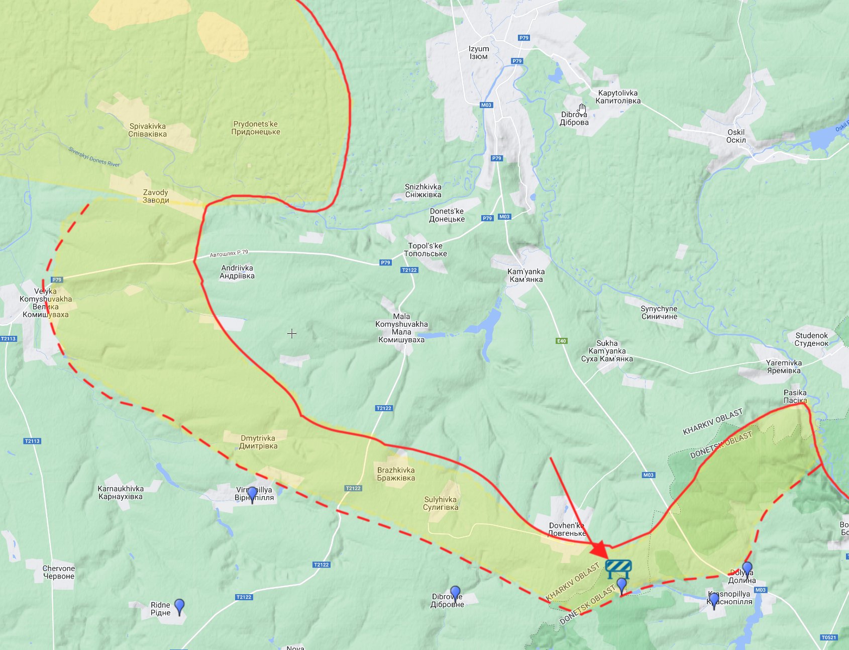 Izium: Russian forces fail near Mazanivka
