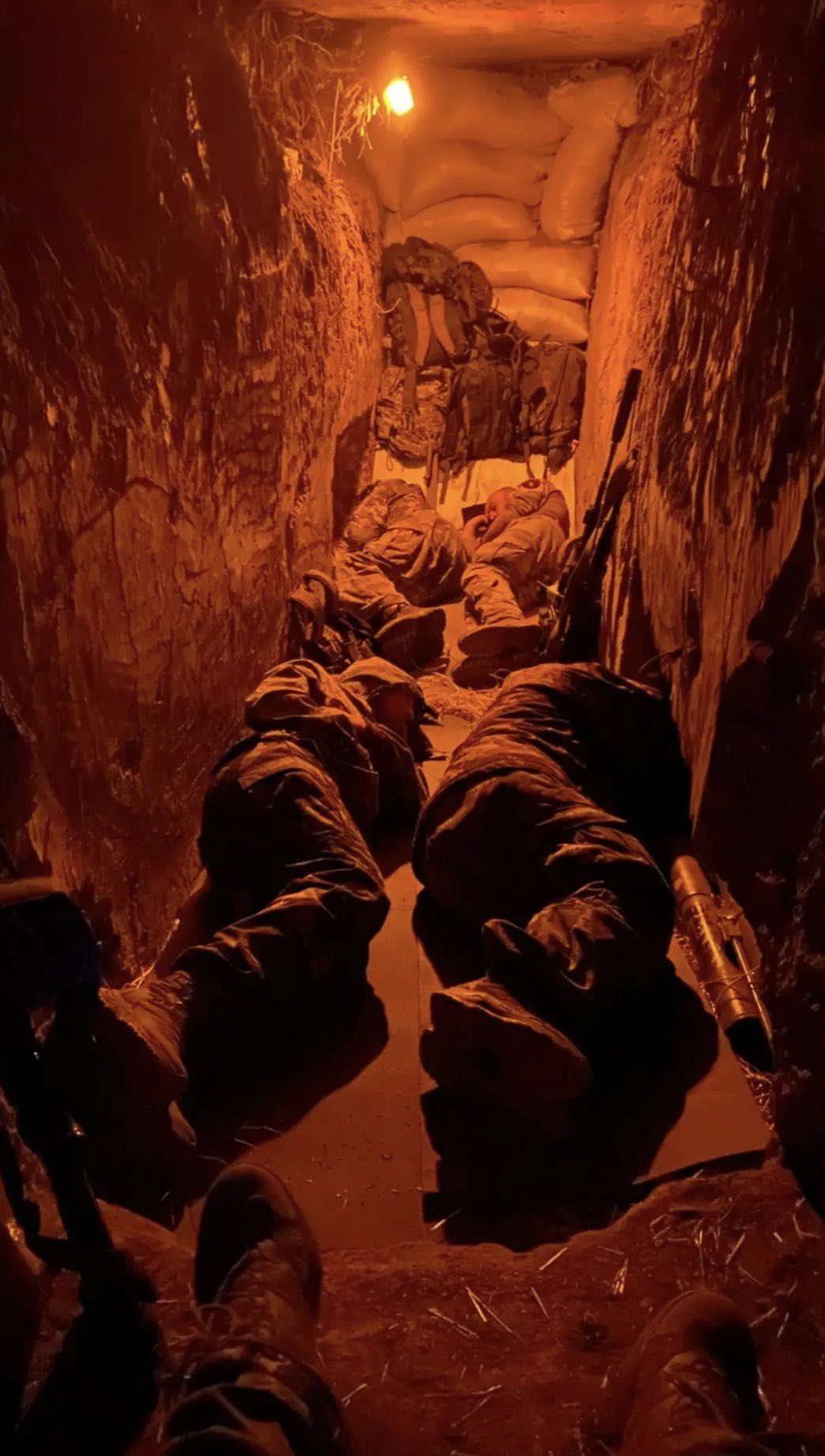 Soldiers sleep on the frontlines in Ukraine