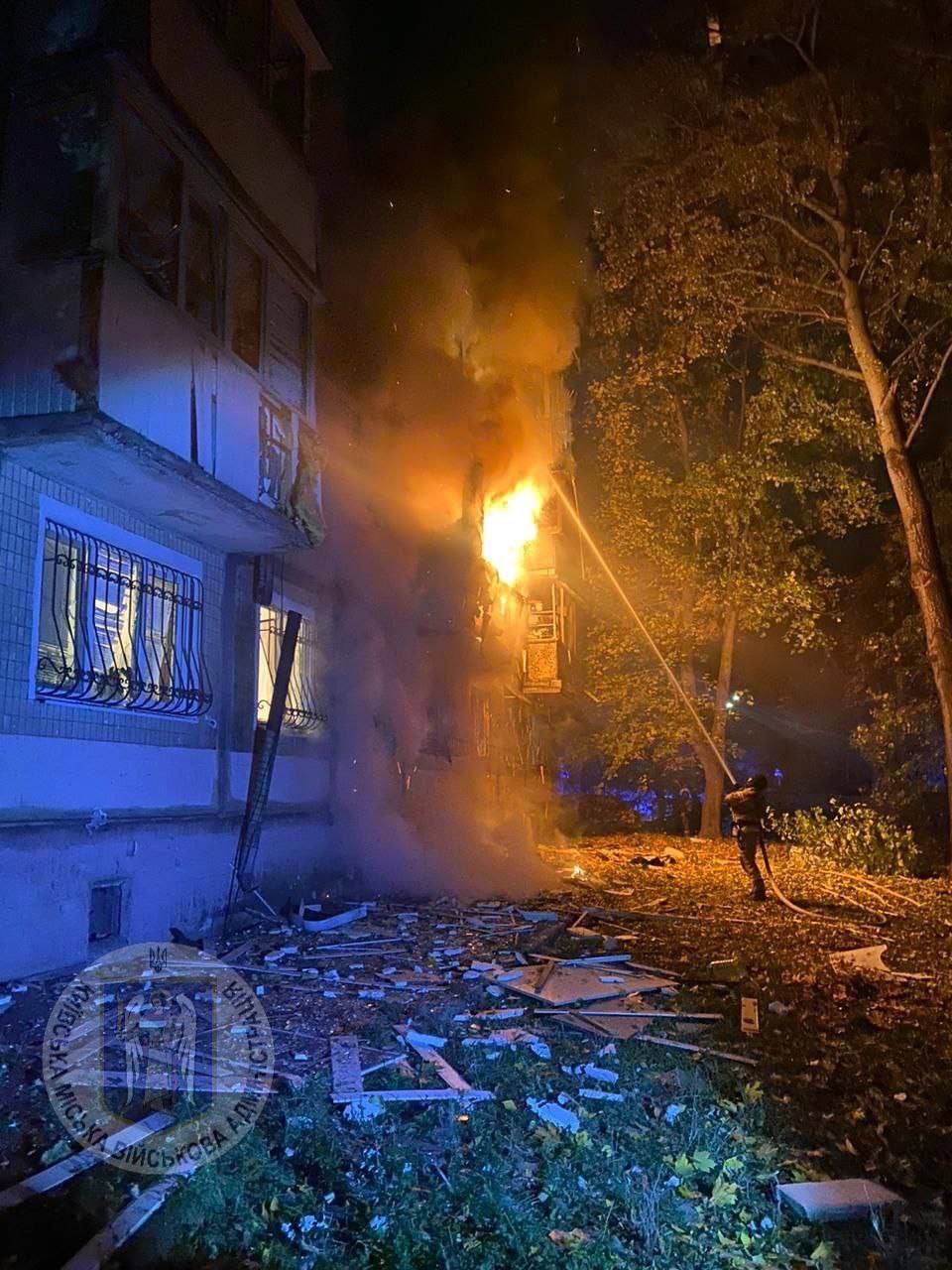 Shahed attack on Kyiv: debris fall sparked fire