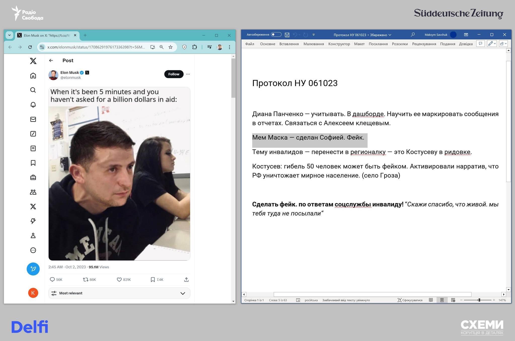 Musk meme of Zelenskyy linked to Russian disinformation factory leak