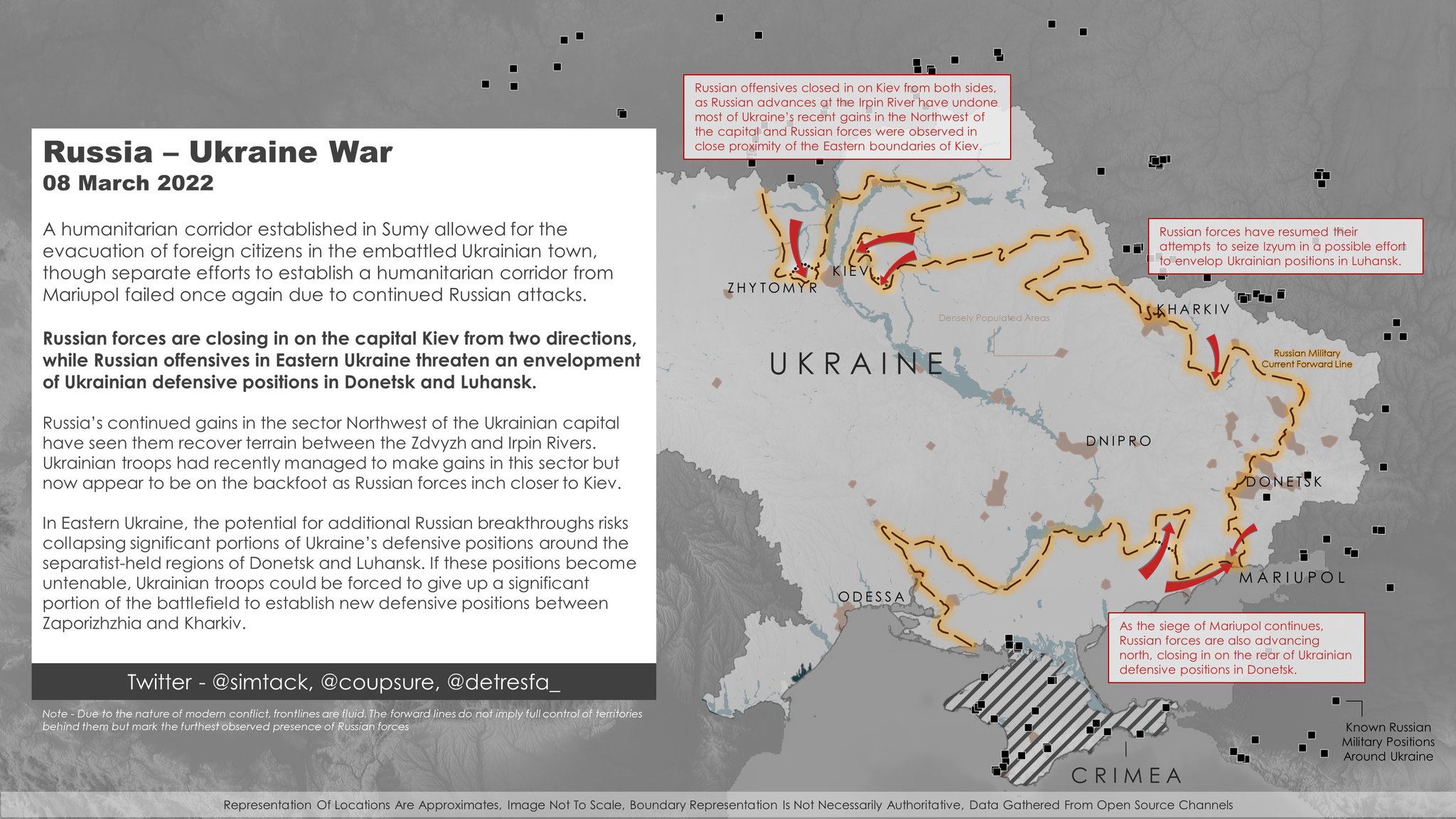 Russian push toward Kyiv and threats in Donbas