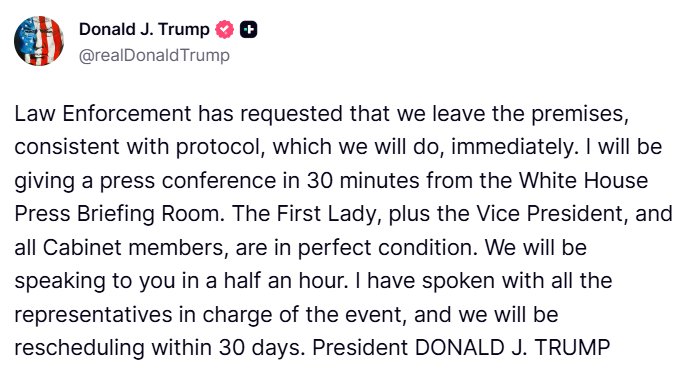 Trump Leaves WHCD for White House Press Conference