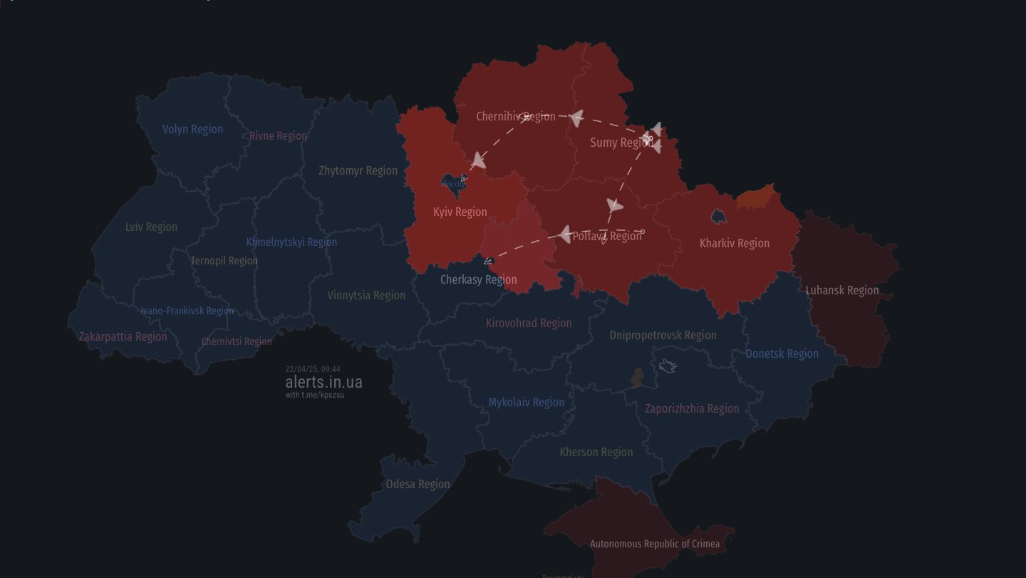Drones attack Kyiv region from Cherkassy