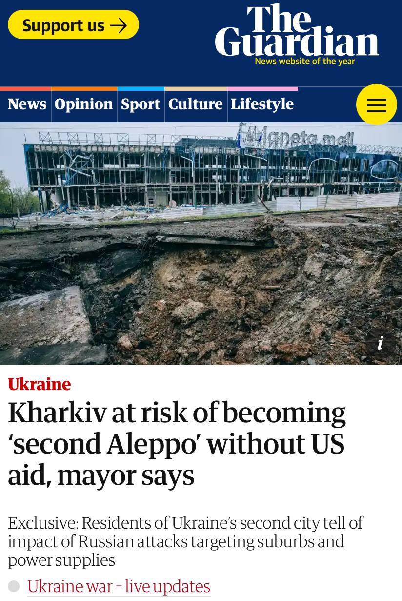 Kharkiv mayor warns of second Aleppo without US aid