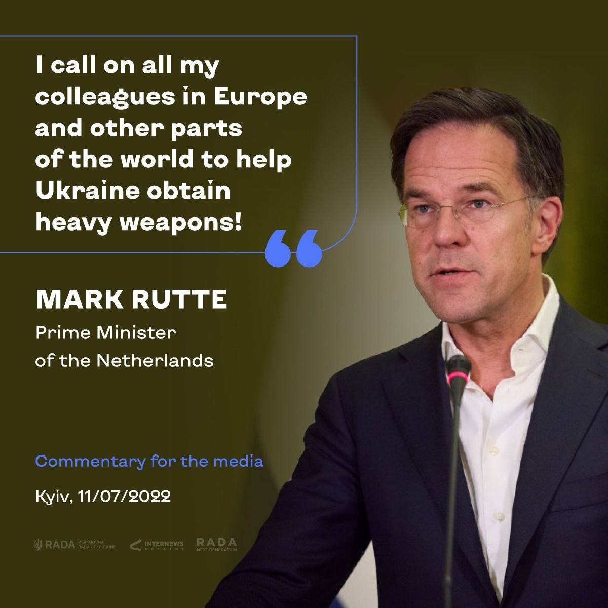 Netherlands PM Rutte urges countries to supply heavy weapons to Ukraine