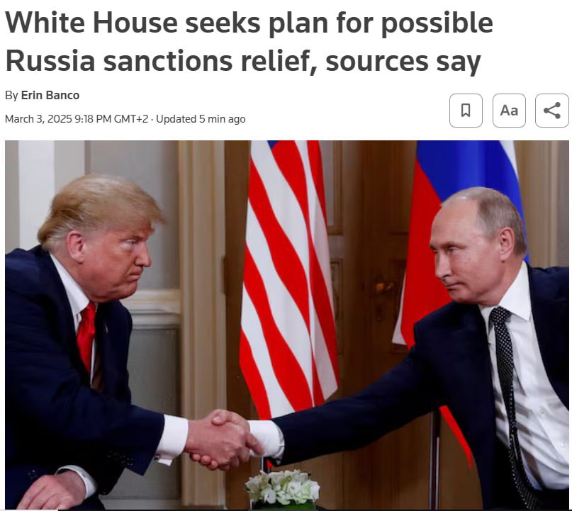 White House considers lifting sanctions on Russia, Reuters reports