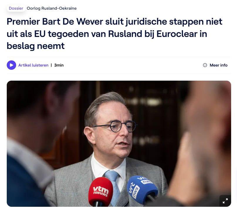 Belgian PM calls EU plan for Russian assets “theft”