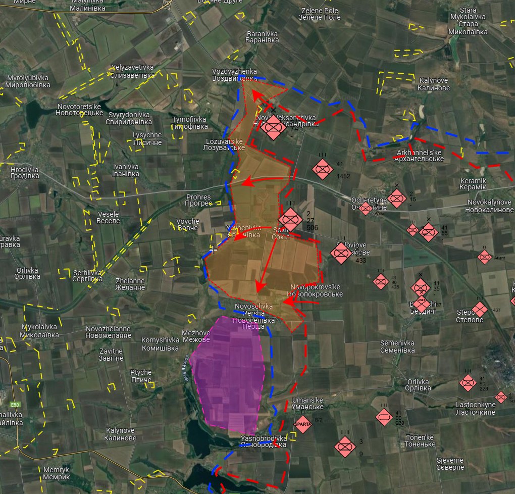 Russian advance in unfortified area