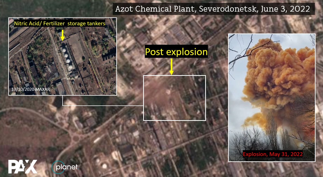 GeoConfirmed: Explosion at Azot Chemical Plant from Russian shelling