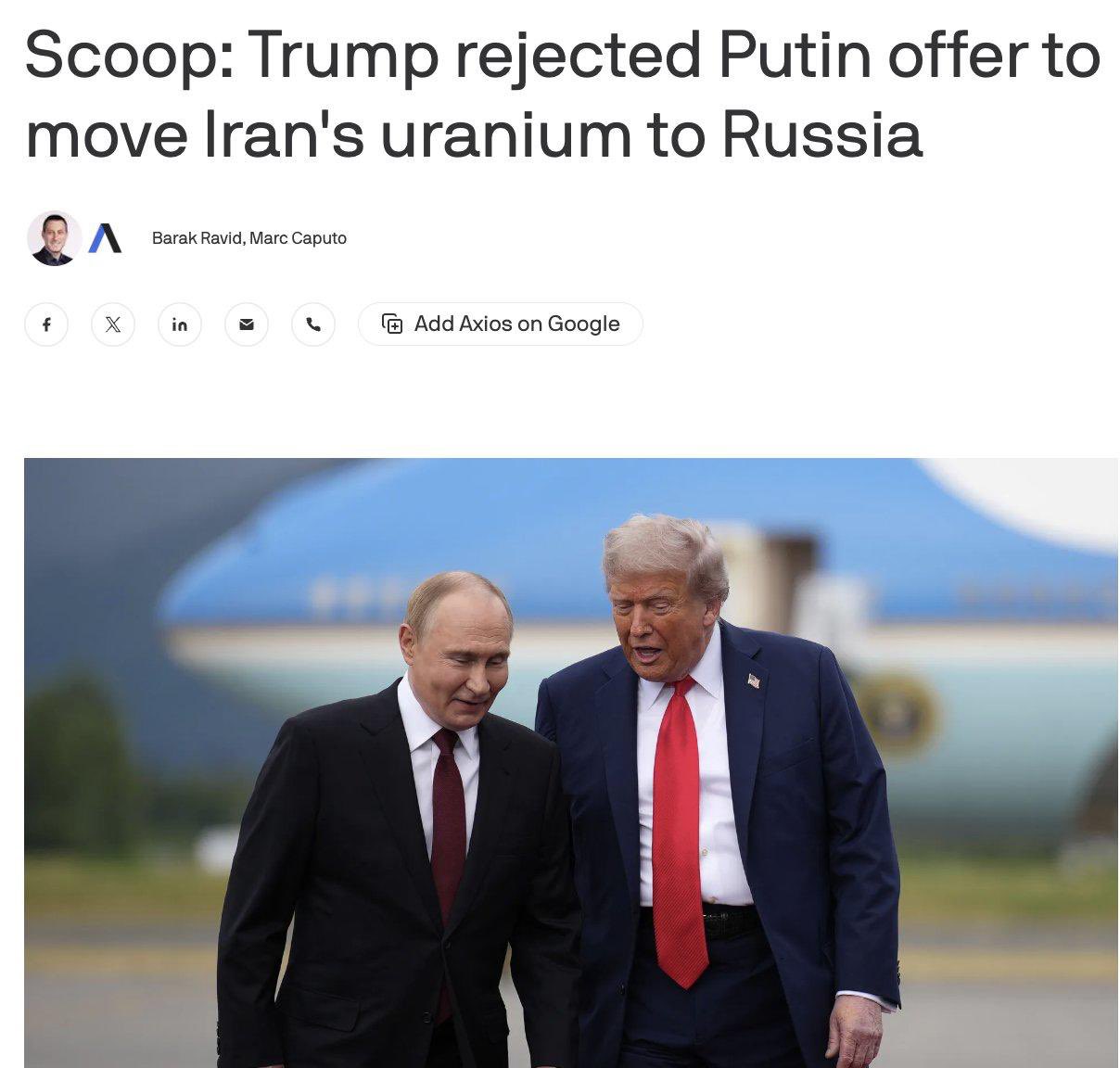 Putin’s uranium offer rejected by Trump to end war