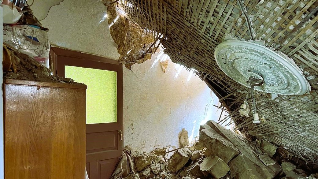 Destroyed house in Mykolaiv after missile strike