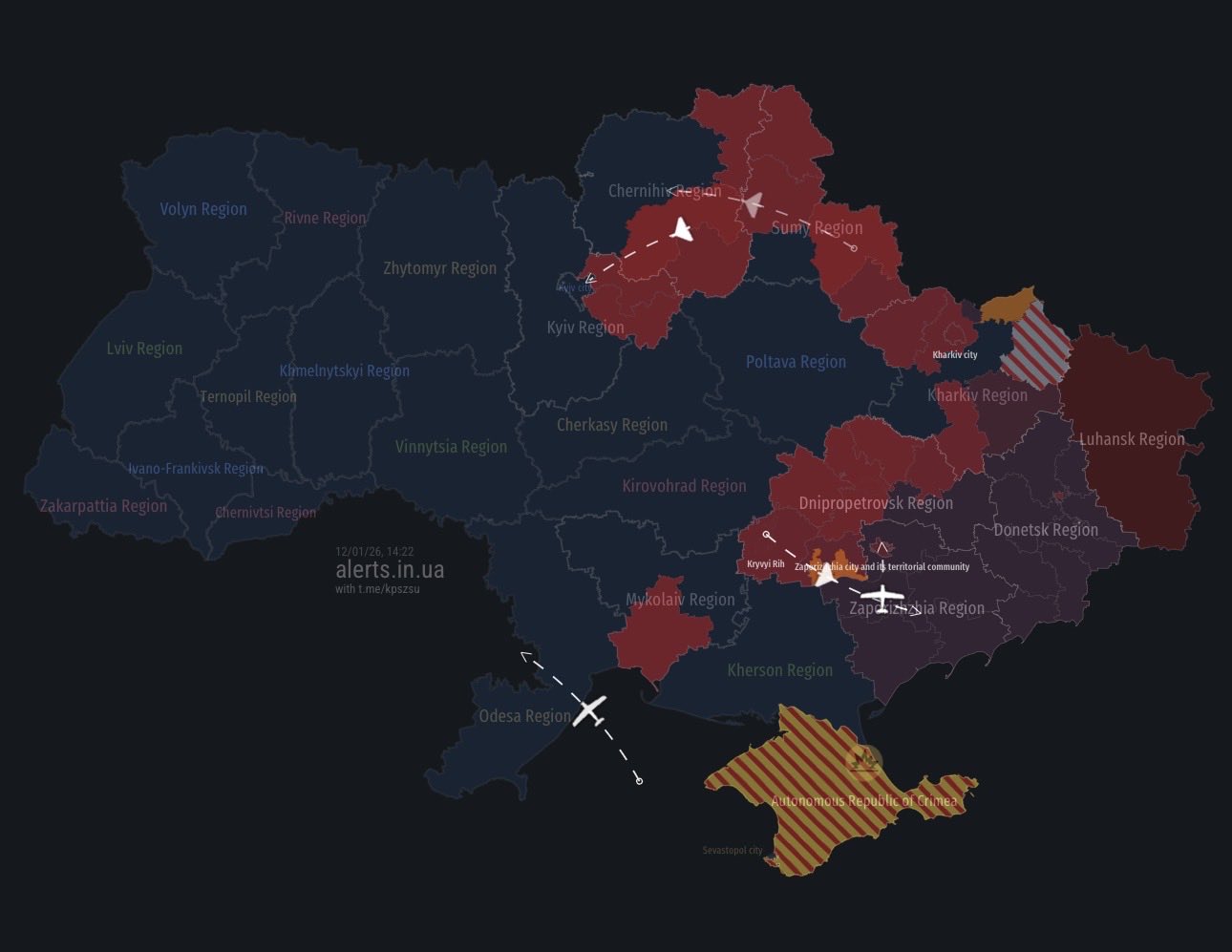 A Russian attack drone heads toward Kyiv