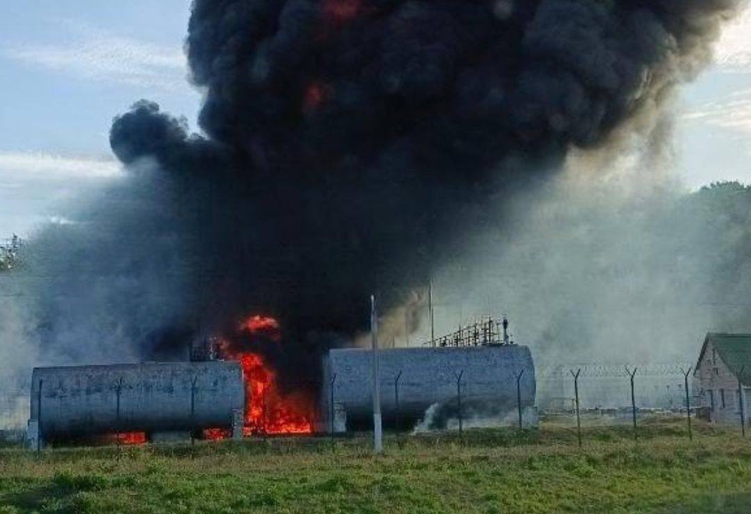 Drone attack on fuel storage in Belgorod Oblast causes fire