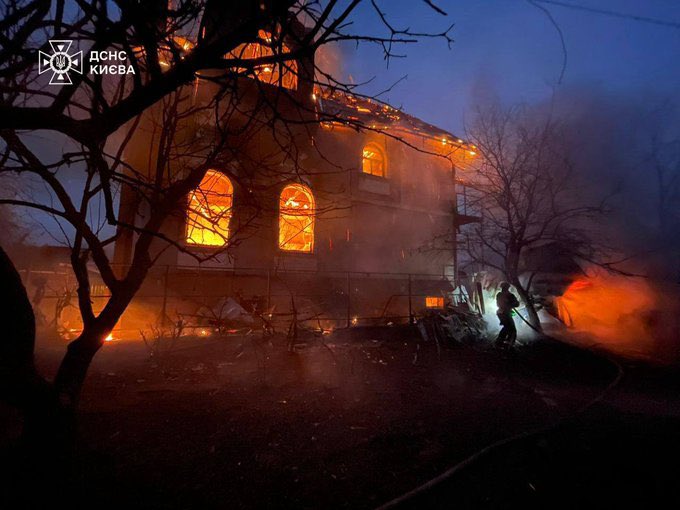 Residential buildings ablaze after Russian attack