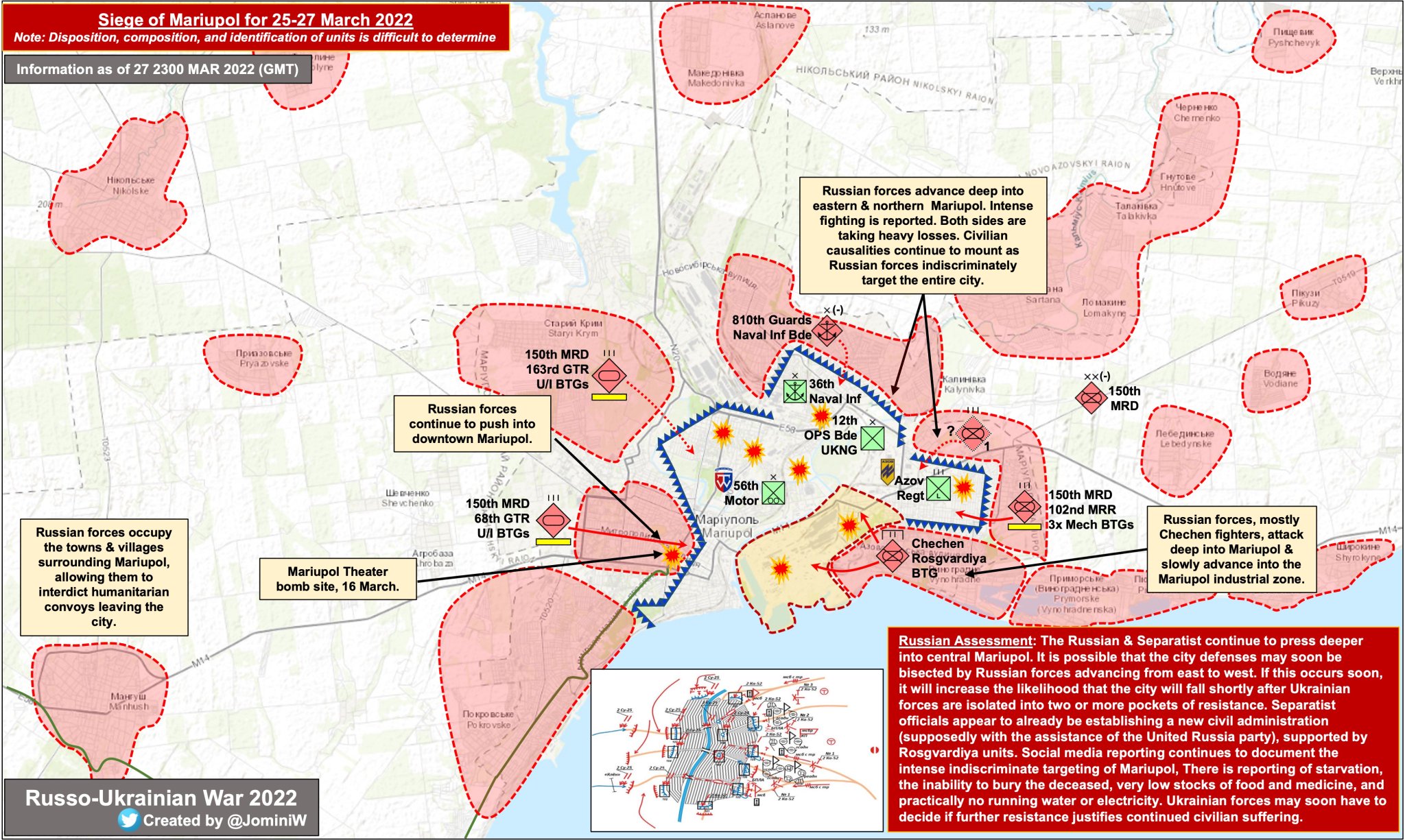 Russian advance in Mariupol amid bombardments