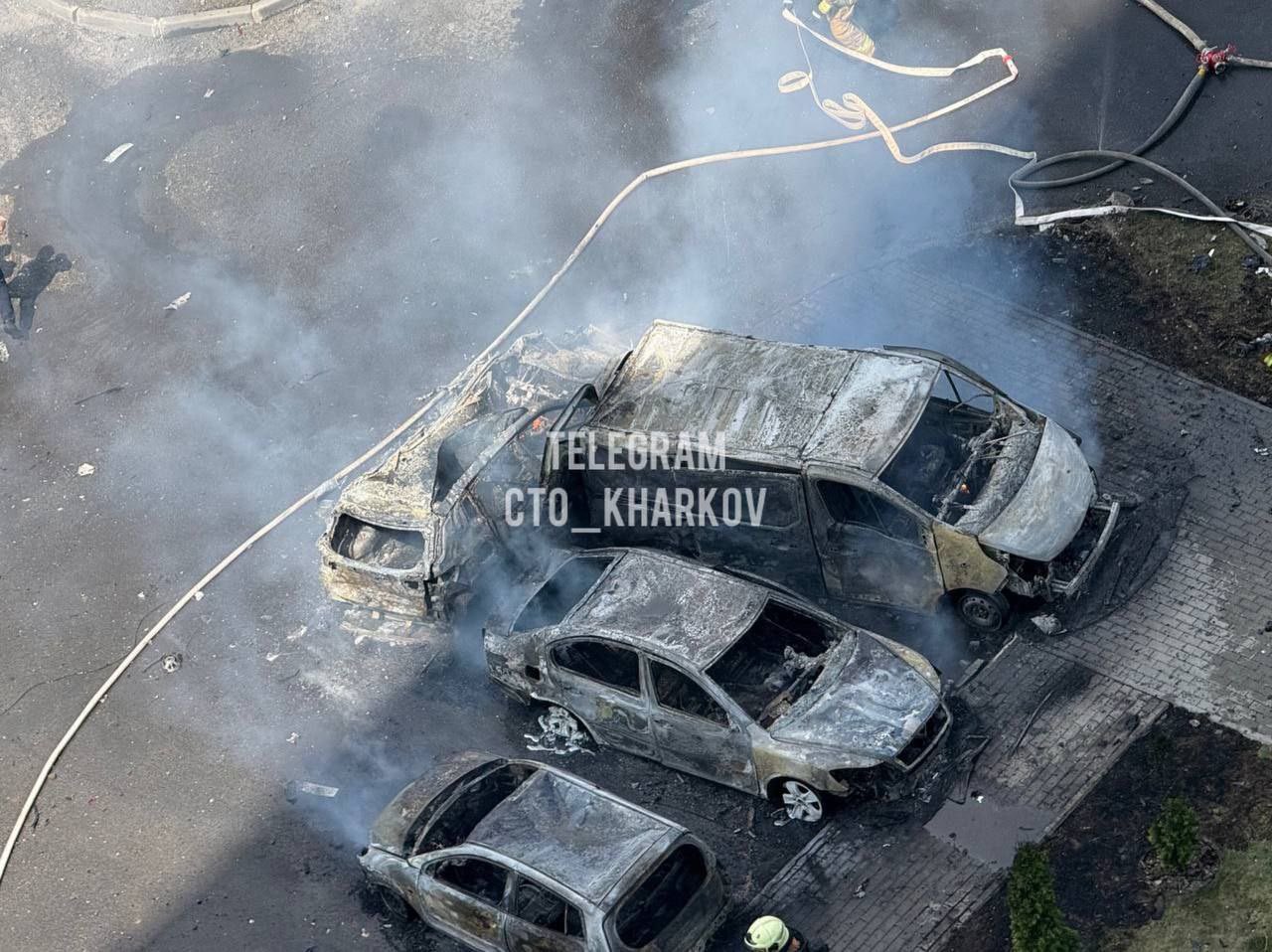 Moment of Kab arrival near Kharkiv residential complex