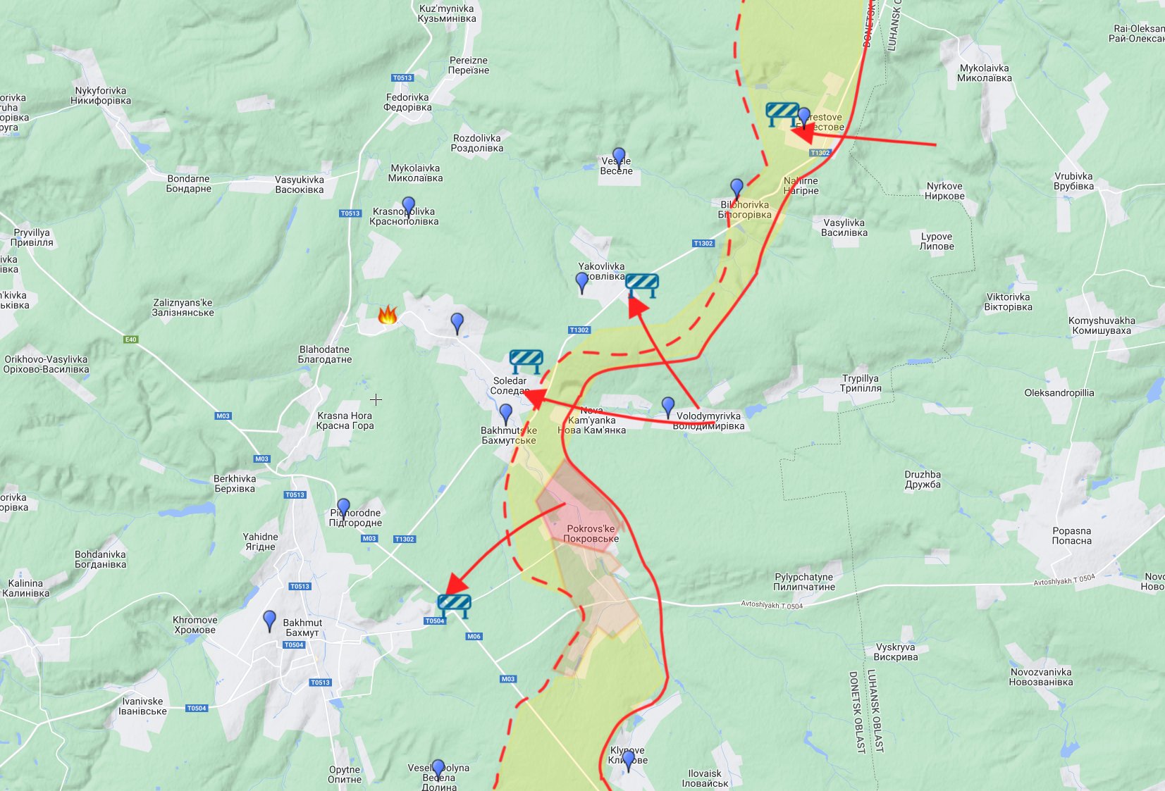 Russian forces intensify encirclement attempts around Bakhmut, facing setbacks
