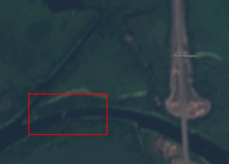 Possible hidden pontoon bridge piece at given coordinates