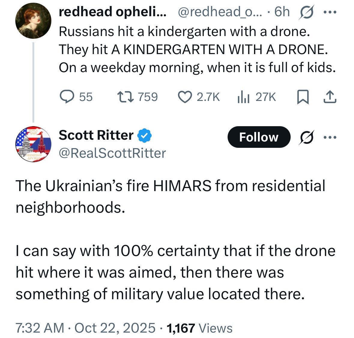 Ritter’s outrage over kindergarten hit, a familiar, loaded phrase.