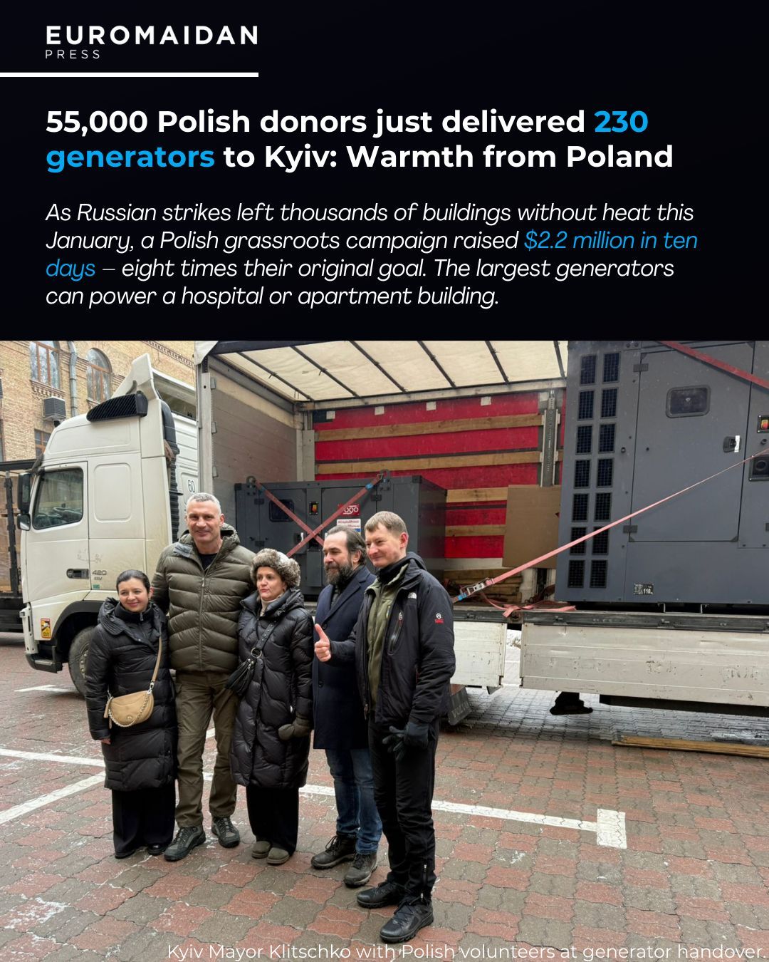Polish donors raise $2.2M for Kyiv generators