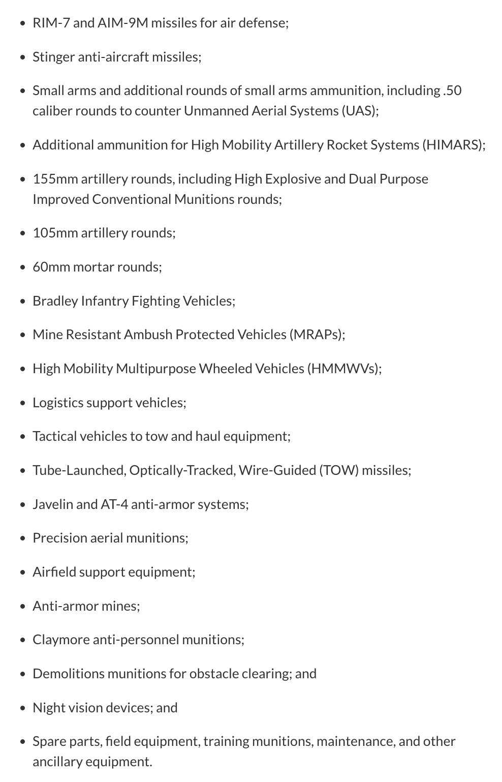 What the United States Sends to Ukraine in the New Security Package (12 words max)