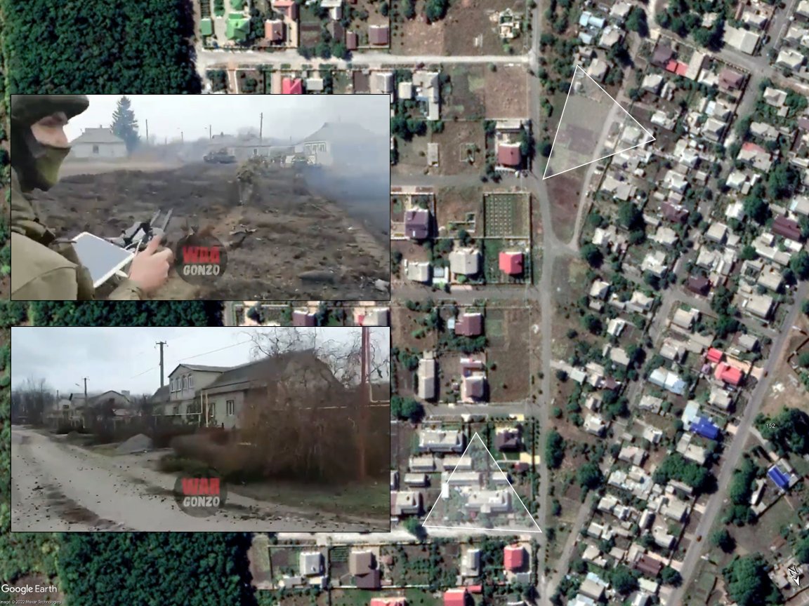 Geolocation of Russian forces entering Volnovakha