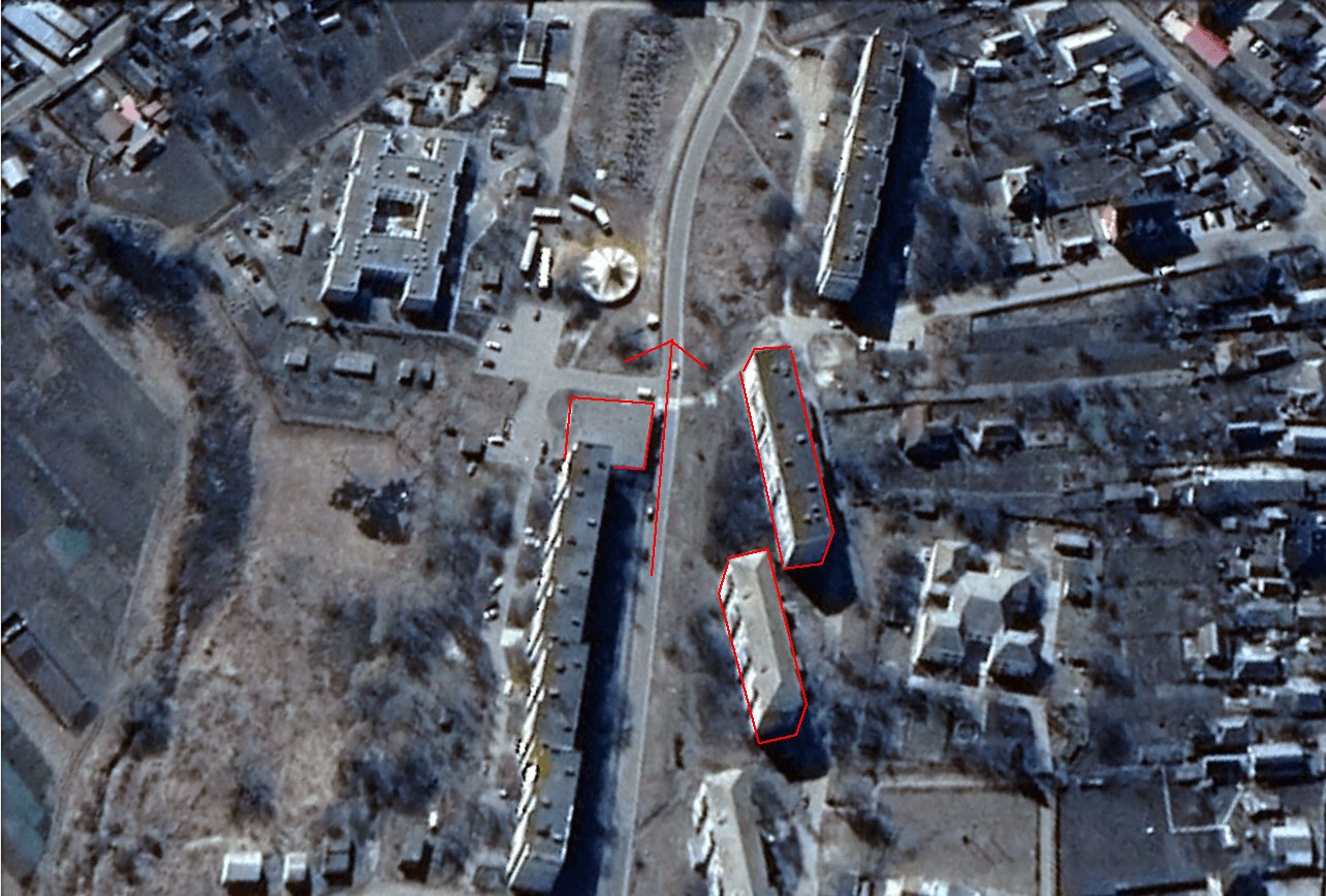 Damage to civilian structures at coordinates 50.460319, 29.817281