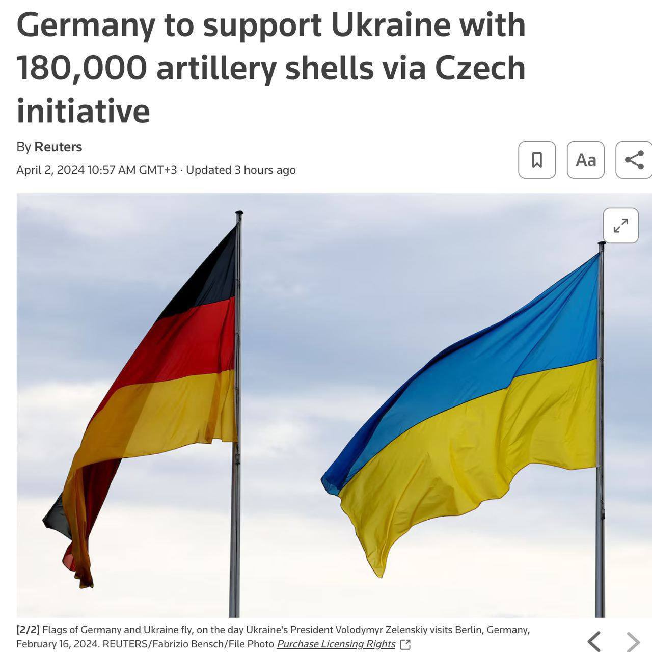 Germany allocates €576 million to Czech initiative for 180,000 shells