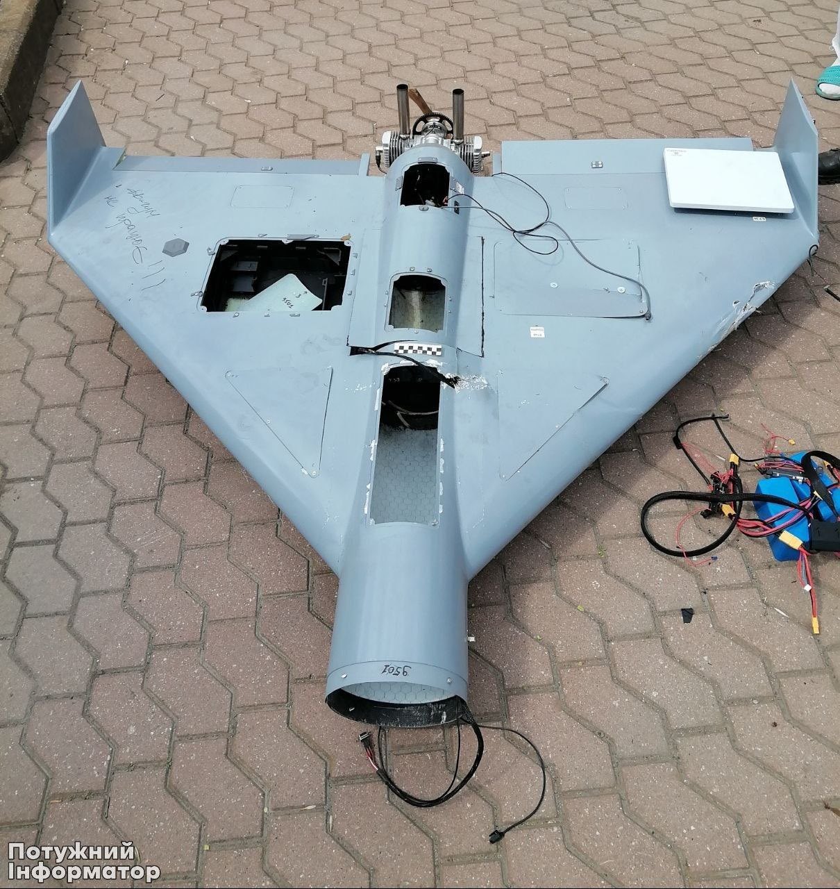 Russians display shot-down Ukrainian kamikaze drone