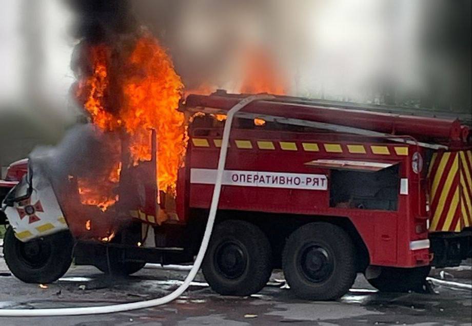 Russian drone hits a Dnipro fire truck