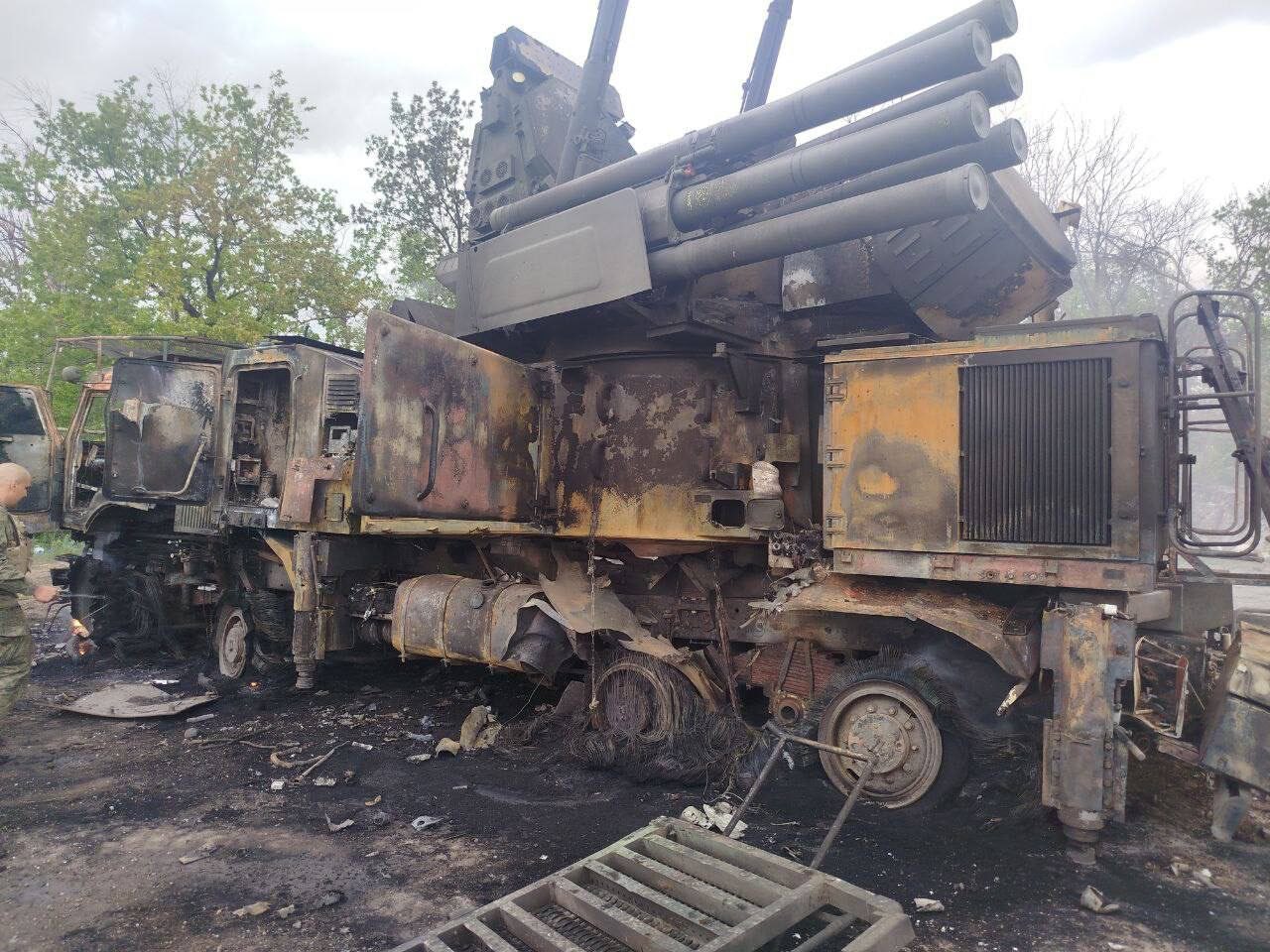 Destroyed Russian Pantsir-S1 air defense system somewhere on the front
