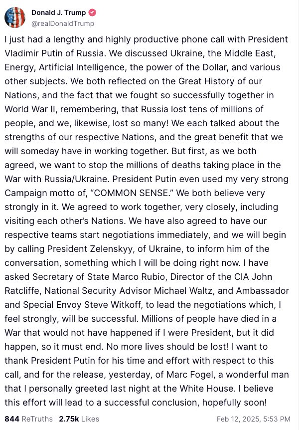 Trump and Zelensky speaking by phone after Trump’s call with Putin