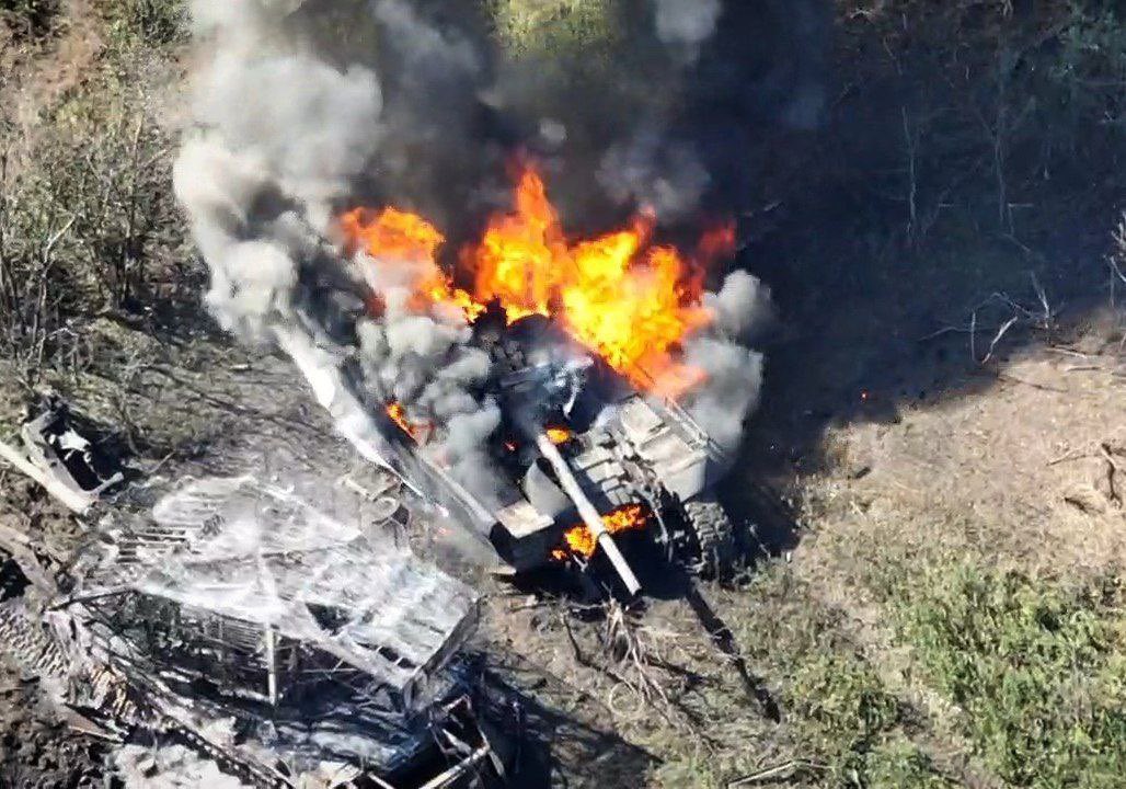 Destroyed Russian armored vehicles near Vuhledar