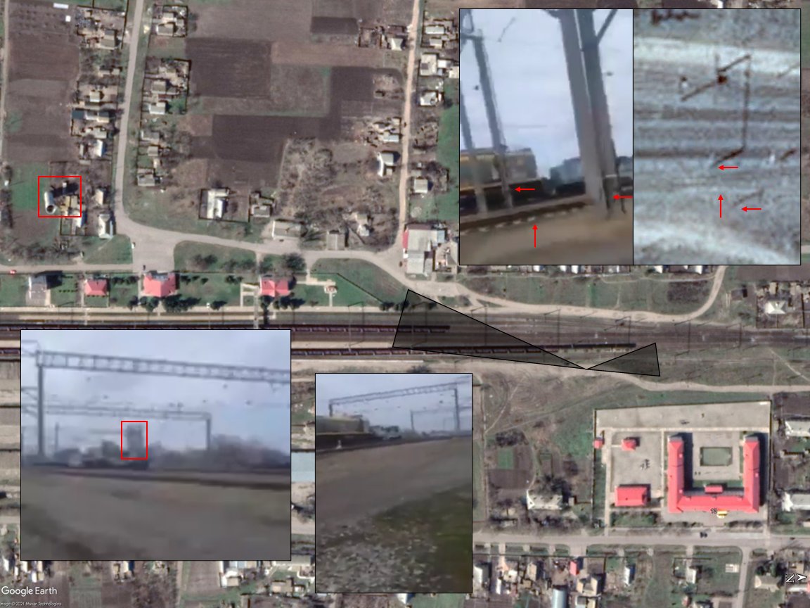 Geolocation of Russian armored train in Novobohdanivka, Ukraine