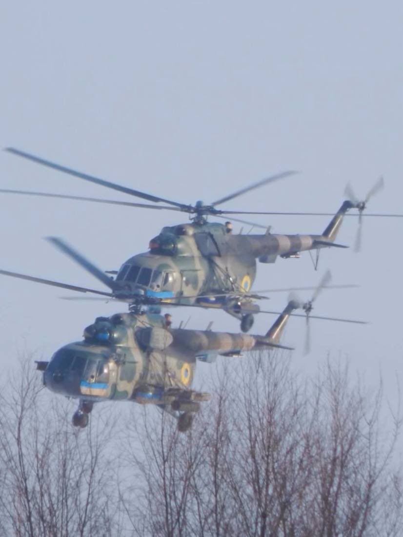 A pair of Ukrainian Mi-8MT helicopters