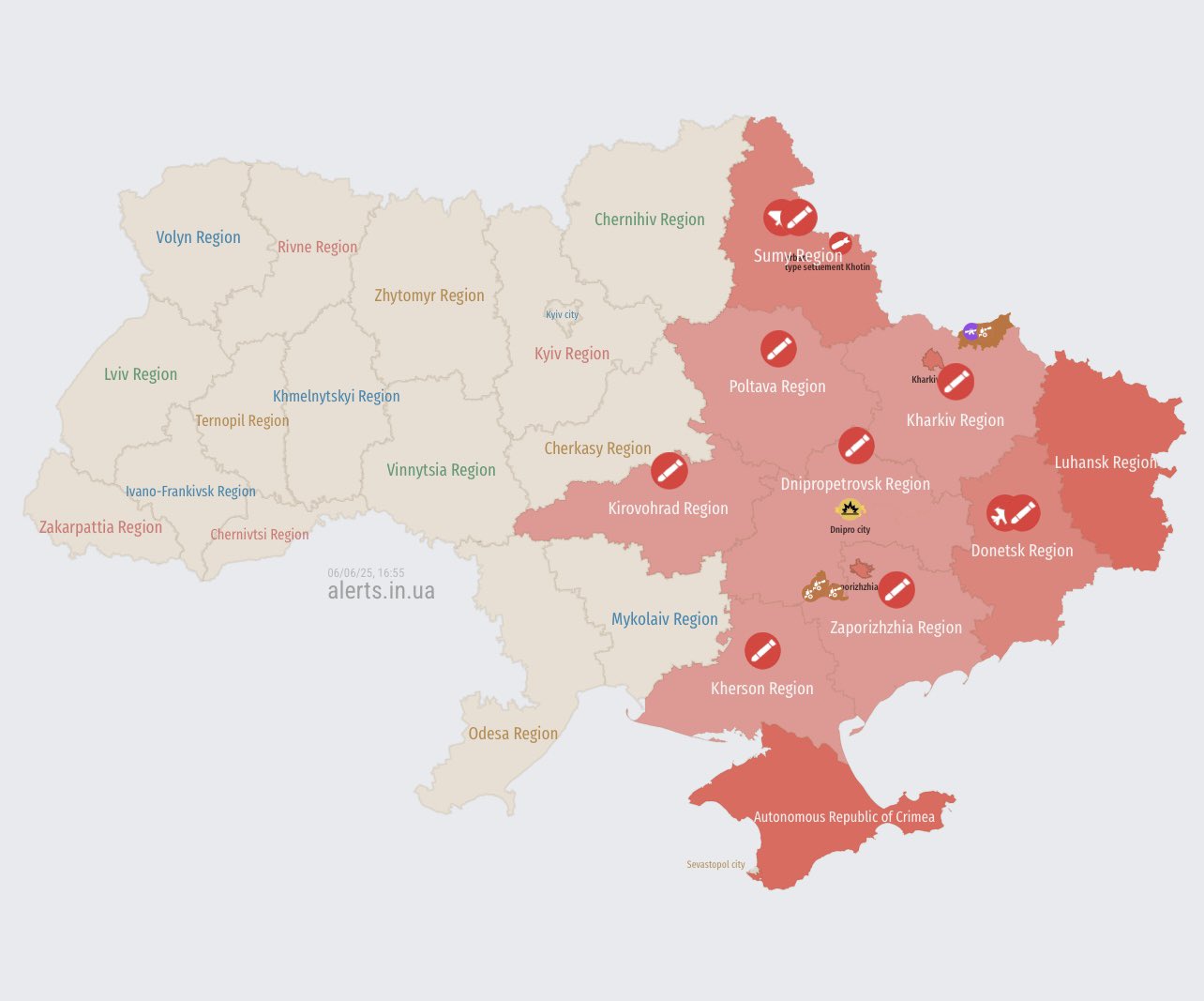 High threat of ballistic missiles in Ukraine