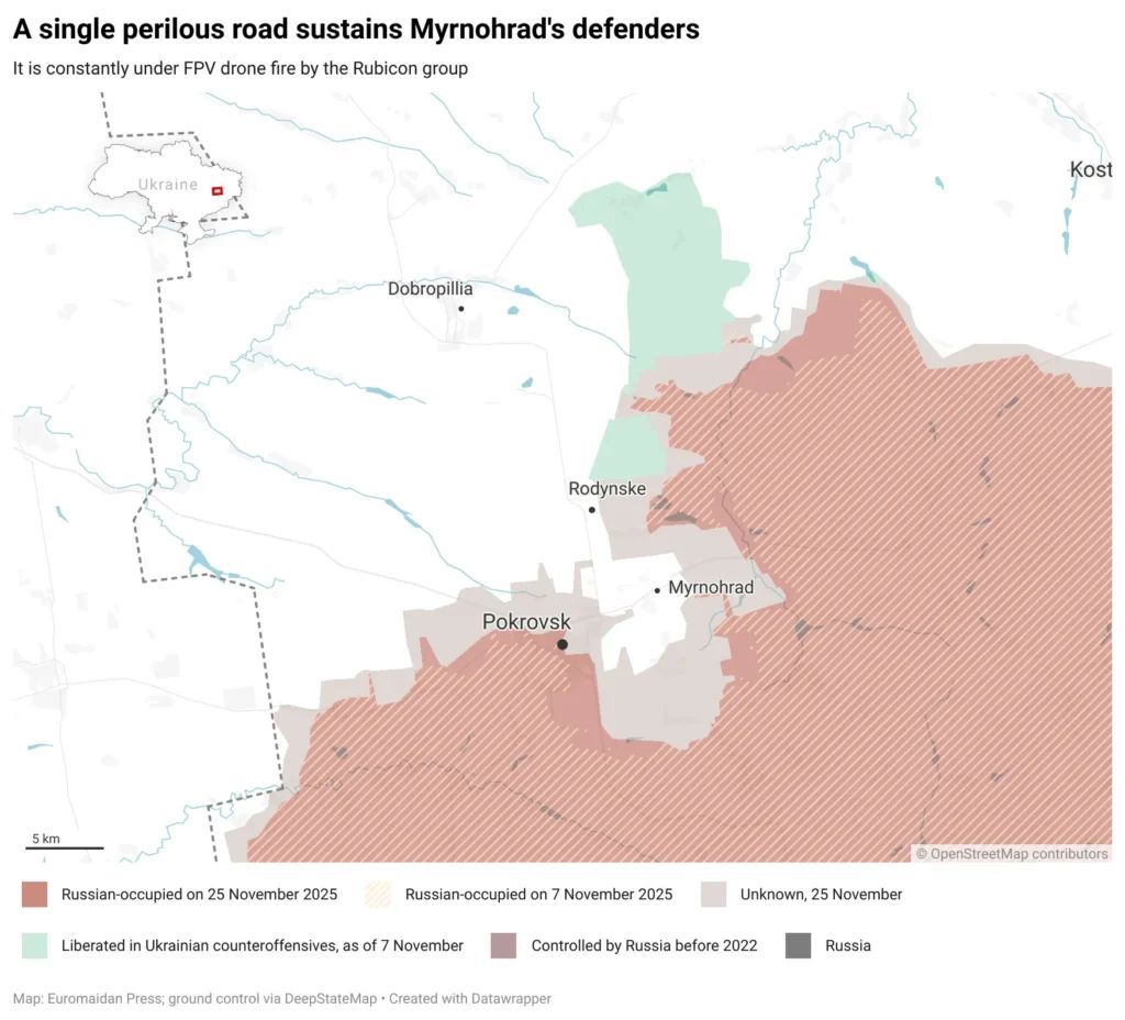 Fog-Restricted Route Keeps Ukrainian Troops Connected to Myrnohrad