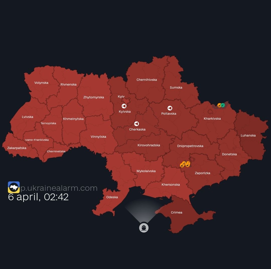 Air alarms in Ukraine after Kalibr and cruise missiles