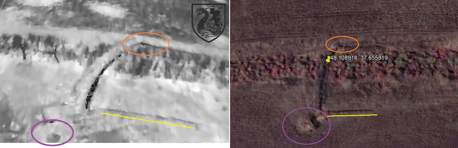 Drone and Artillery Shelling of Russian Soldiers Near Coordinates