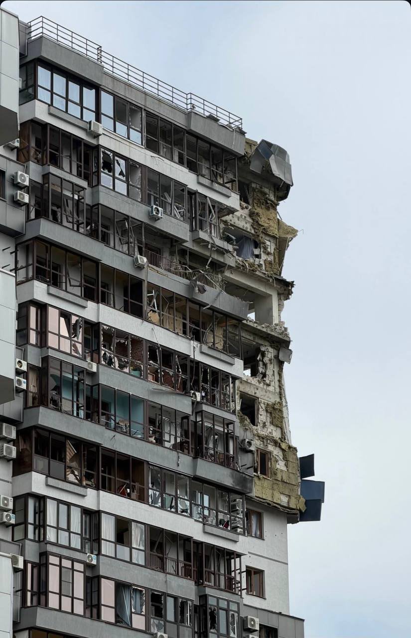 Damaged buildings in Novorossiysk after drone strike