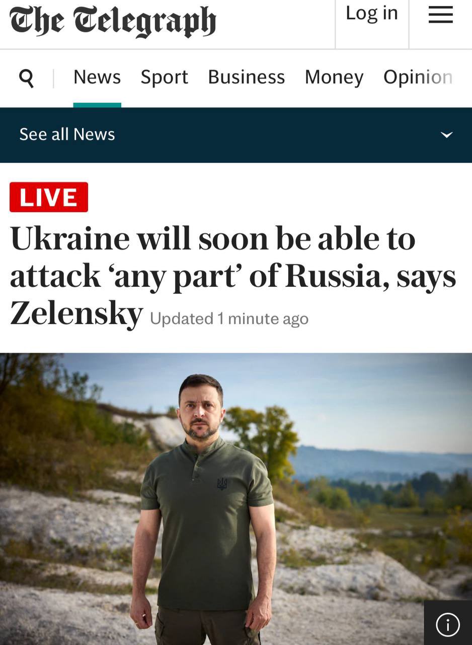Zelensky: Ukraine to soon strike any part of Russia