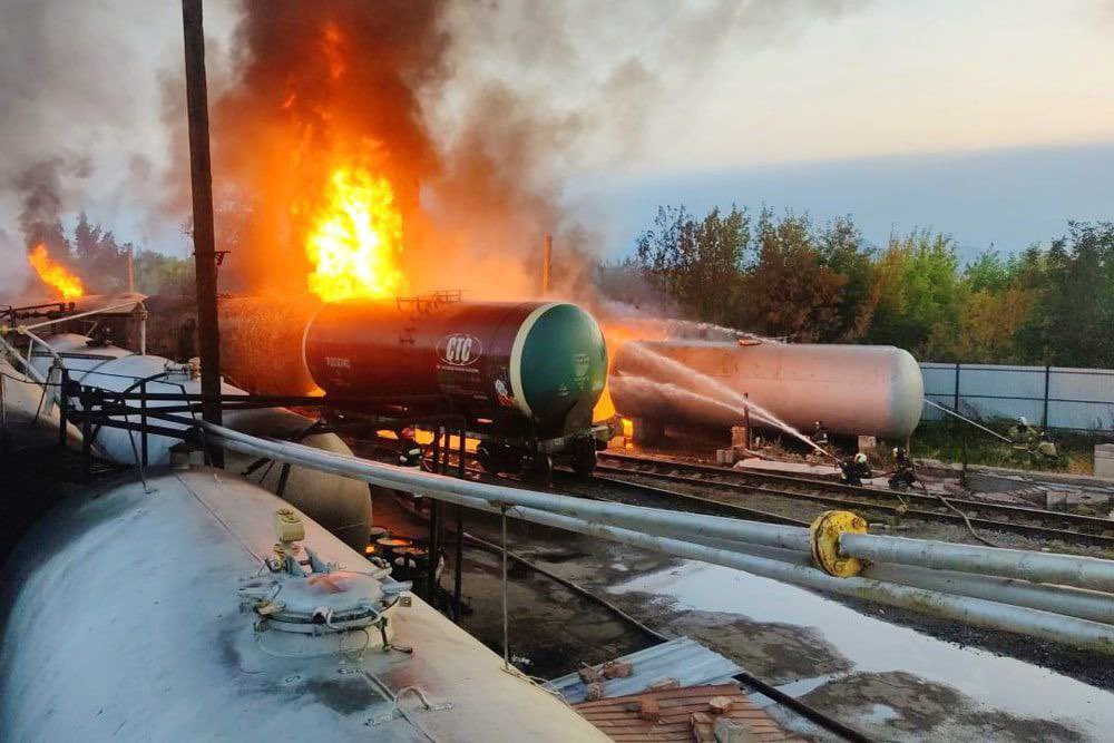 Consequences of today’s strike on oil depot of Russian occupiers