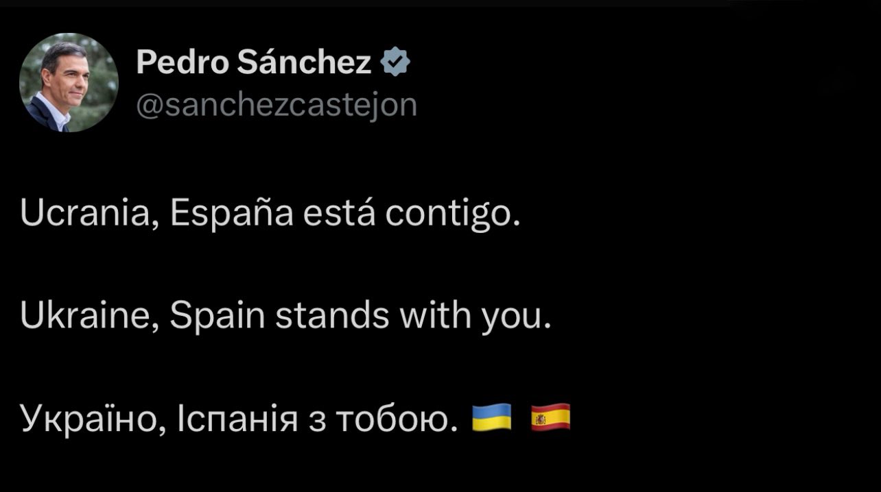 Spanish PM Pedro Sánchez declares Spain stands with Ukraine