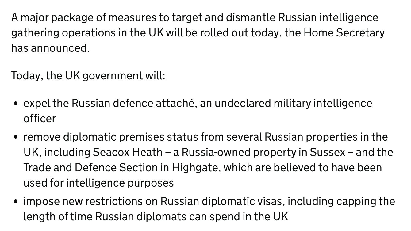UK expels Russian spy and tightens diplomatic measures