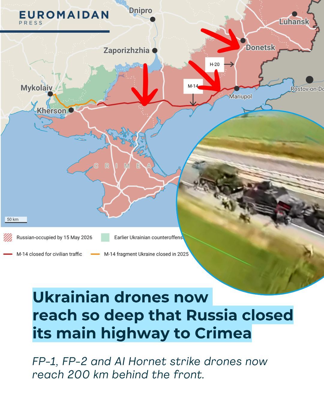 Russia closes key Crimea supply road to civilian trucks after Ukrainian drone threat