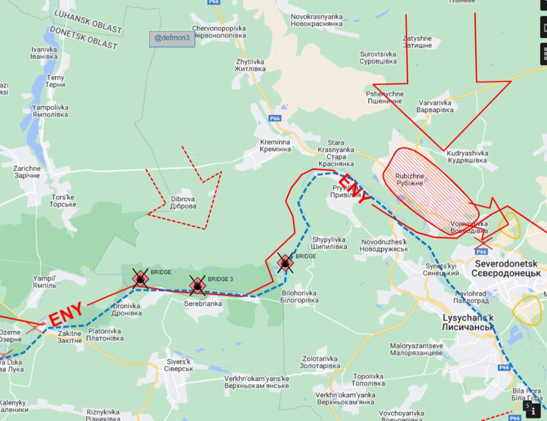 Russian forces trying to cross SD River at Bilohorivka