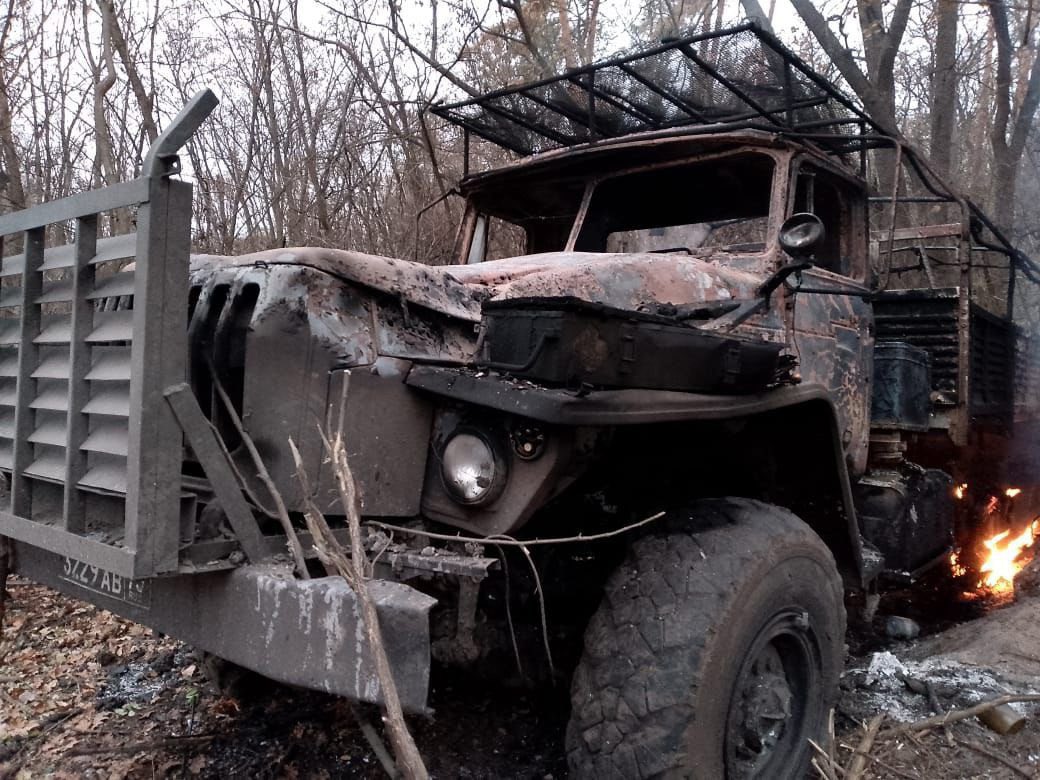 Destroyed Russian Ural truck somewhere on the front