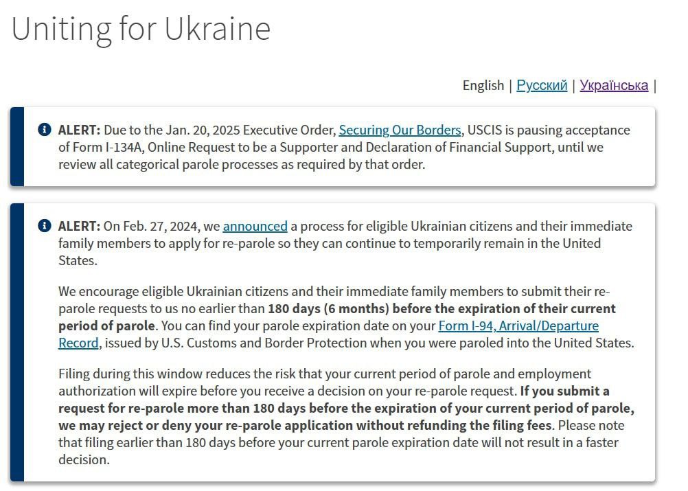 US suspends new applications for Uniting for Ukraine program