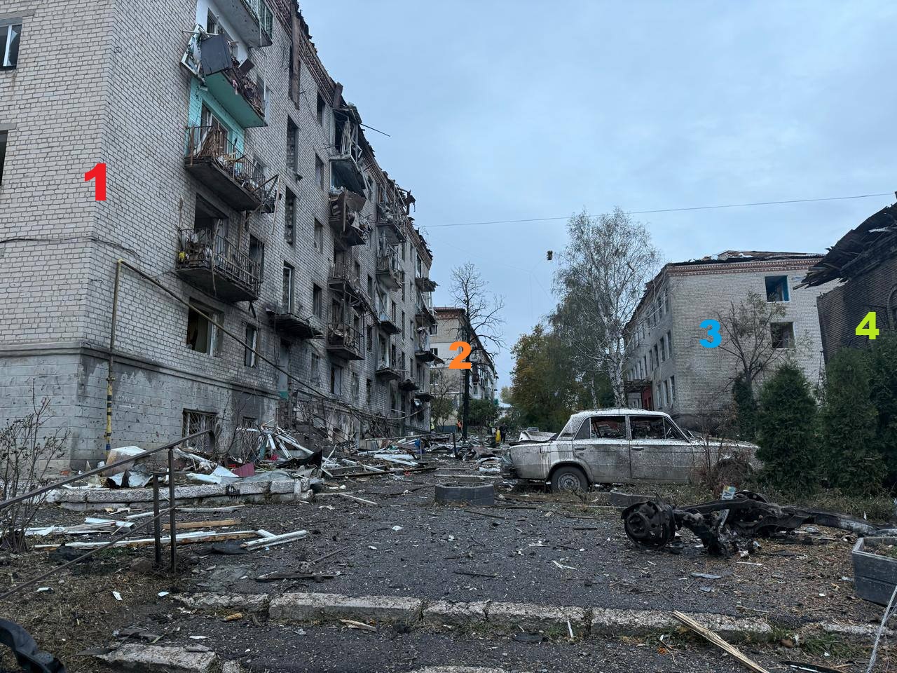 Aftermath of Russian attack in Balakliya, 12 civilians injured