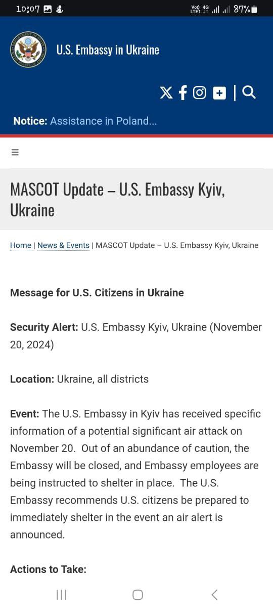 US Embassy warns of possible Russian attack on Kyiv